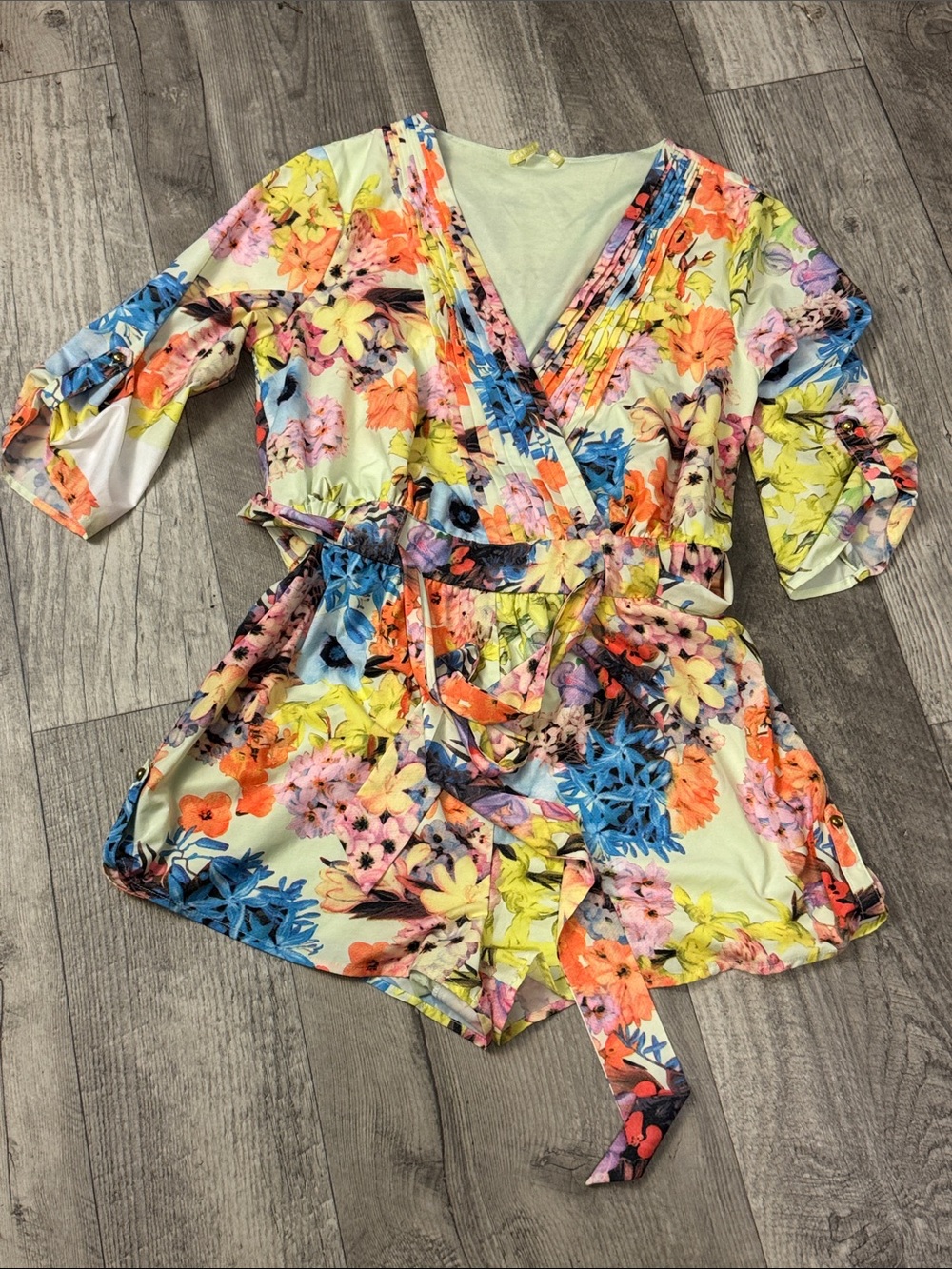Ganni Multicolor Floral Wrap Pajama Romper
